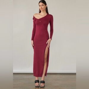 ATOIR Percy Asymmetrical Cashmere Blend Sweater Dress in Crushed Berry